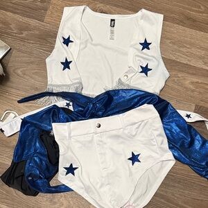 White and Blue Star Vest and Shorts Set